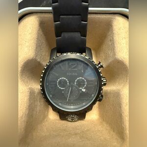 Fossil Gage Chronograph Black Dial Black IP Stainless Steel Compass Men's Watch